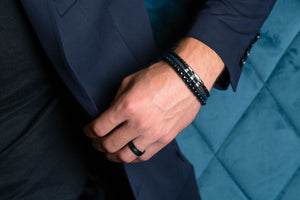 modern mens jewellery with leather and steel