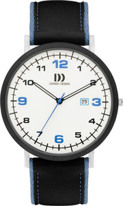 Black/ Blue Leather Mens Watch