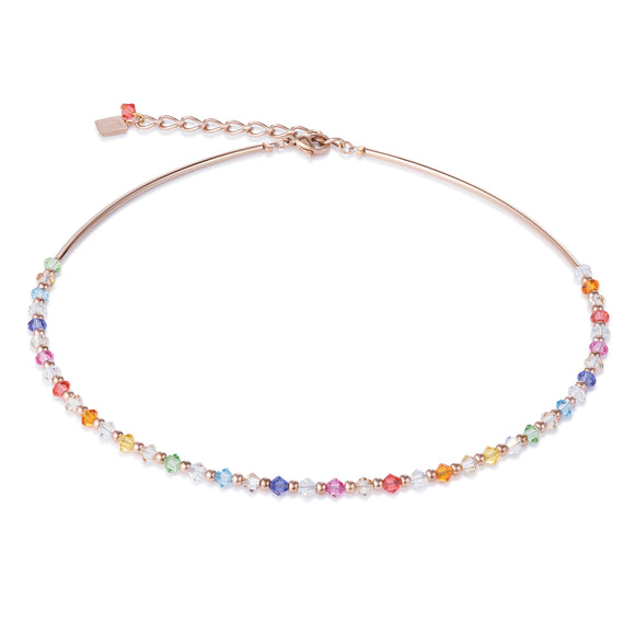 Delicate crystal necklace in pastel multicolours