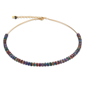 Multi-coloured Crystal and Gold Necklace