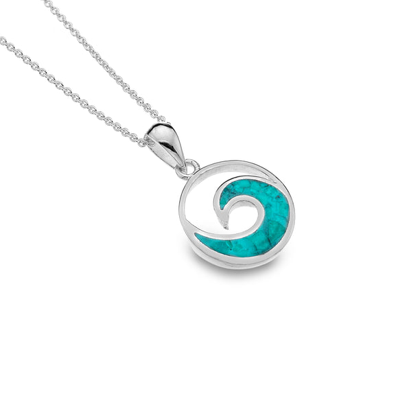 Turquoise and silver wave necklace