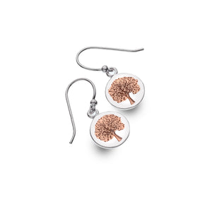 Rose Gold Tree Of Life Drop Earrings