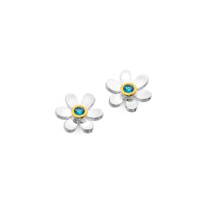 Blue Topaz Flower Stud Earrings