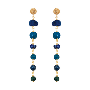 Talia Stud, Semi-Precious Long Drop Earrings