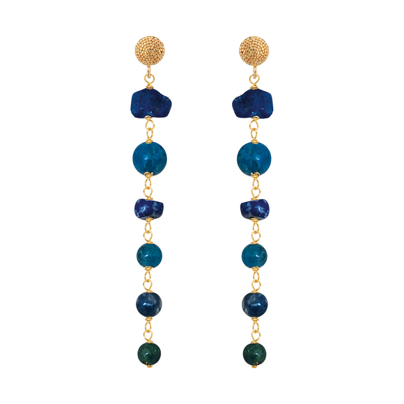 Talia Stud, Semi-Precious Long Drop Earrings