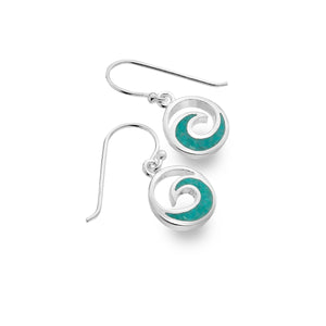 Turquoise Silver Wave Drop Earrings